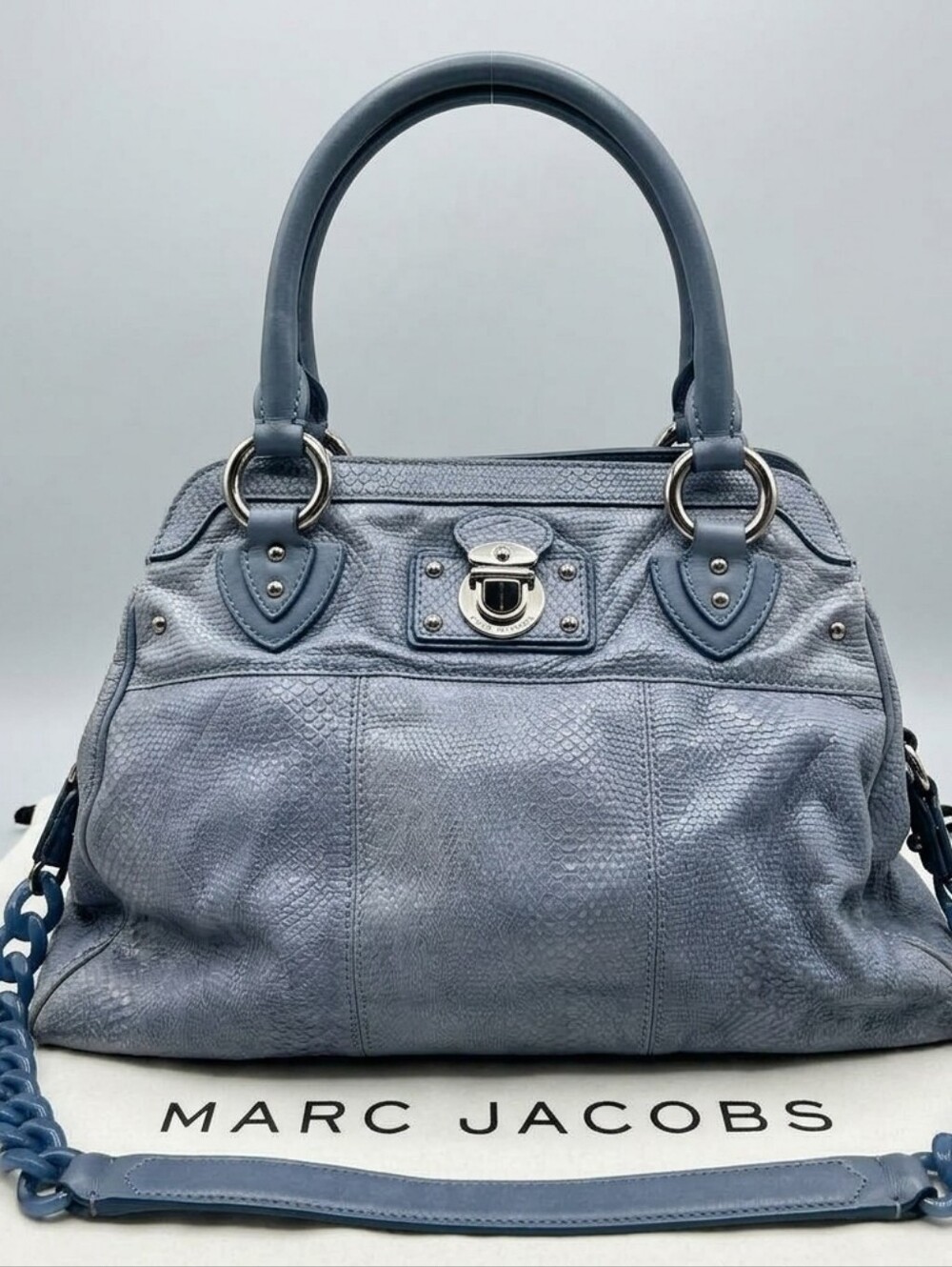 Marc Jacobs Collection Alyona Bag Blue Python Leather Satchel Convertible EUC